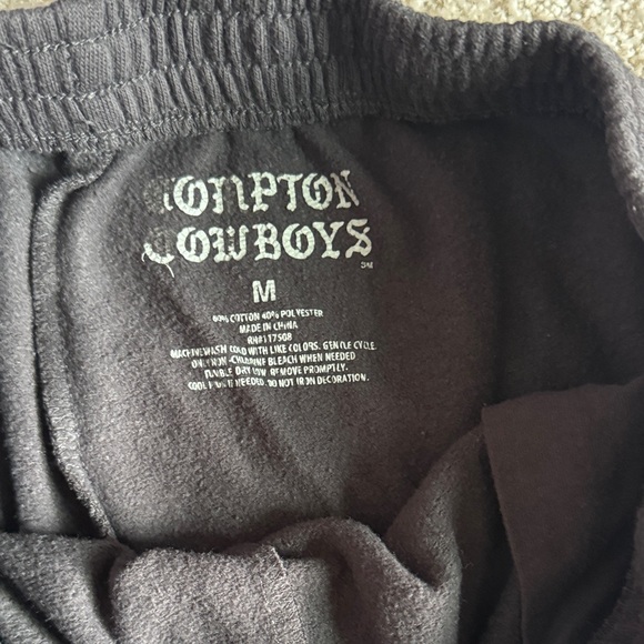 Compton Cowboys Black Women's Athletic Shorts with Graphic Print - Picture 2 of 7